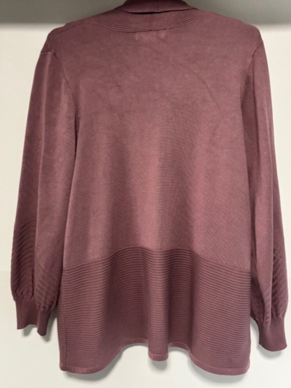 Liz Claiborne XL Dusty Mauve Open Front Cardigan Sweater Textured Knit Long - Picture 4 of 7